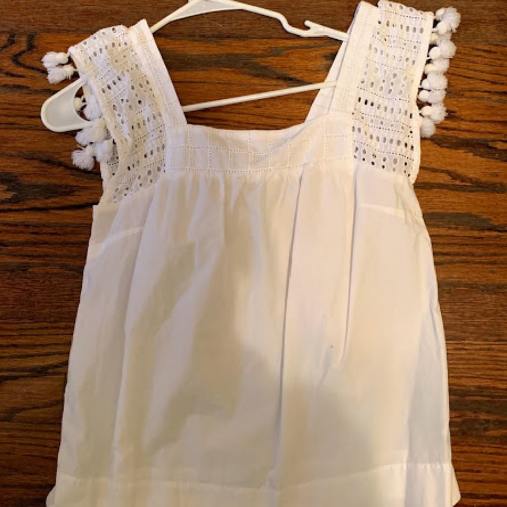White J. Crew Tank with Tassels